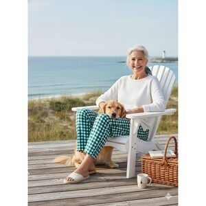 Green Gingham‎ Pajamas Draper James Lands End Cotton Sleepwear Bottoms Large